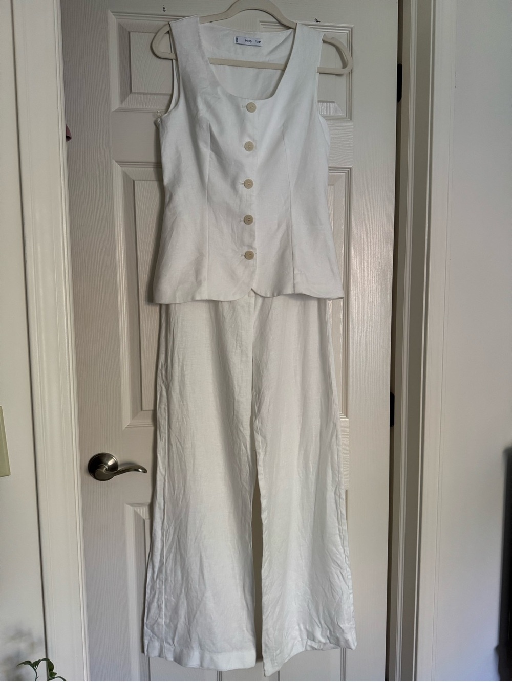 Mango White Linen Jumpsuit